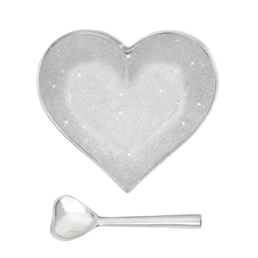 Happy Sparkly Silver Heart with Spoon