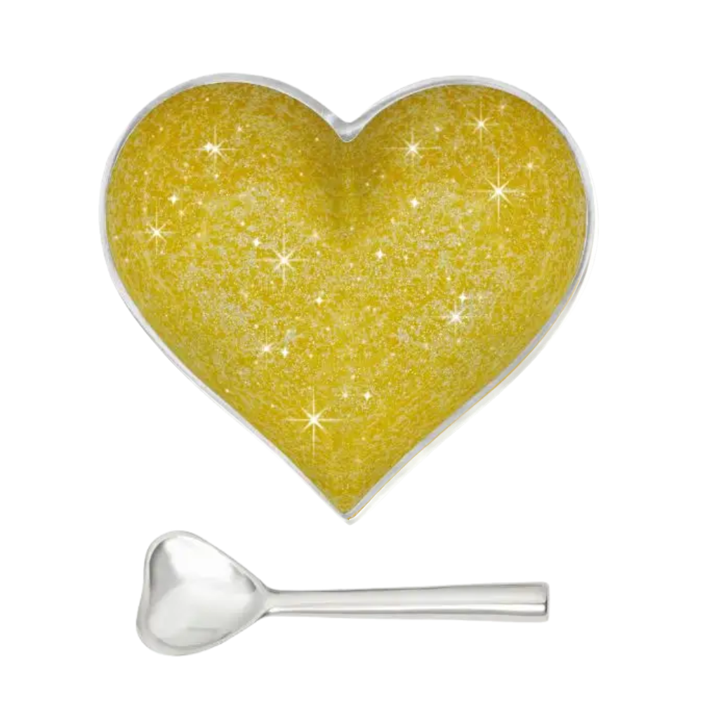 Happy Sparkly Yellow Heart with Spoon