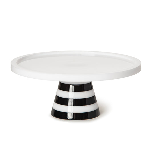 Black and White Stripe Pedestal Server - Small