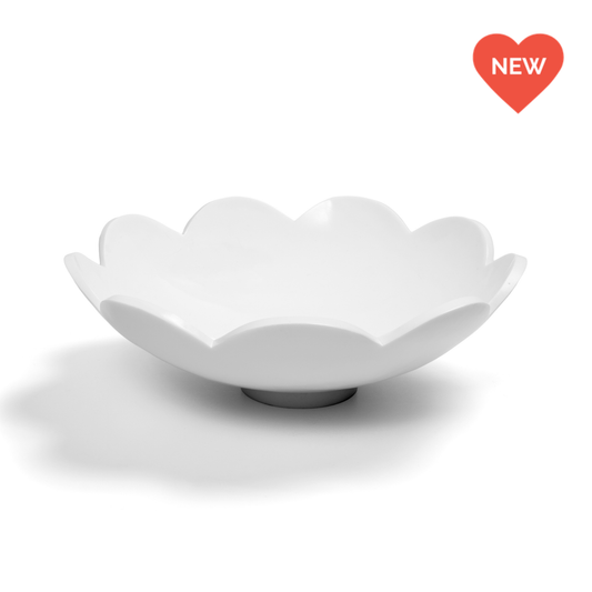 Large Bright White Scalloped Bowl