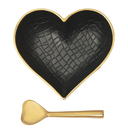 Happy Black and Gold Croco Heart with Spoon