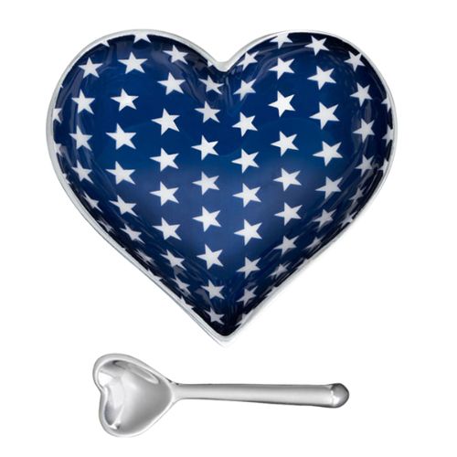 Happy Blue and White Stars Heart with Spoon