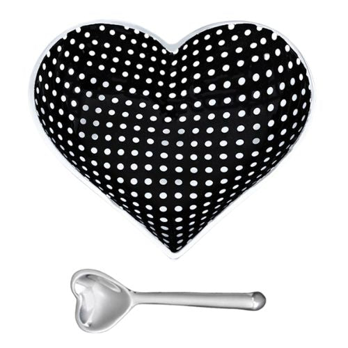 Happy Black and White Dot Heart with Spoon