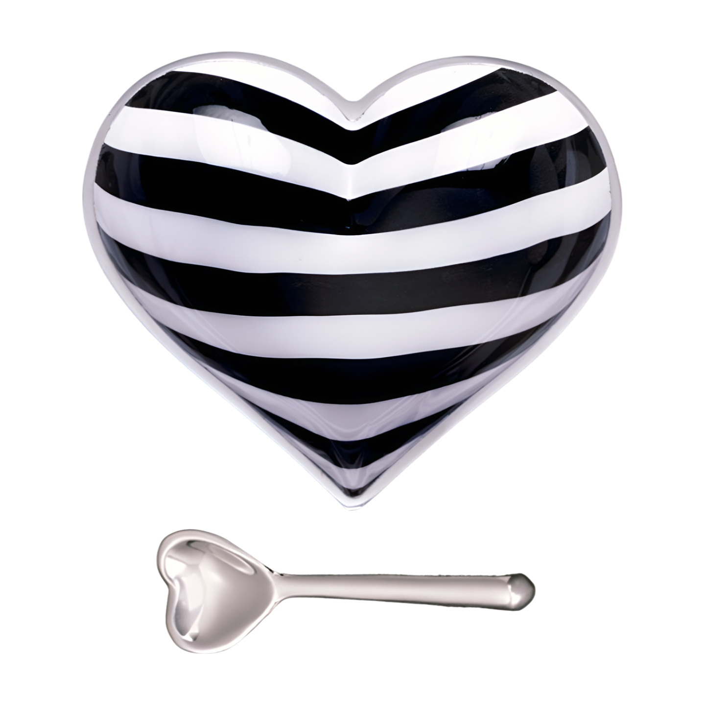 Happy Black and White Stripe Heart with Spoon