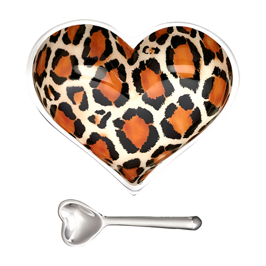 Happy Leopard Heart with Spoon