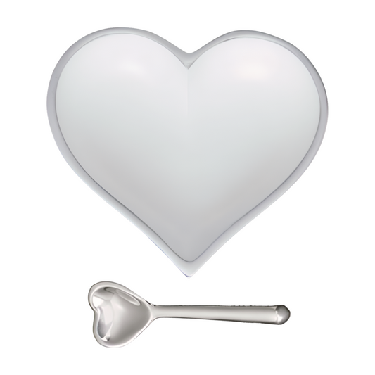 Happy Matte White Heart with Spoon