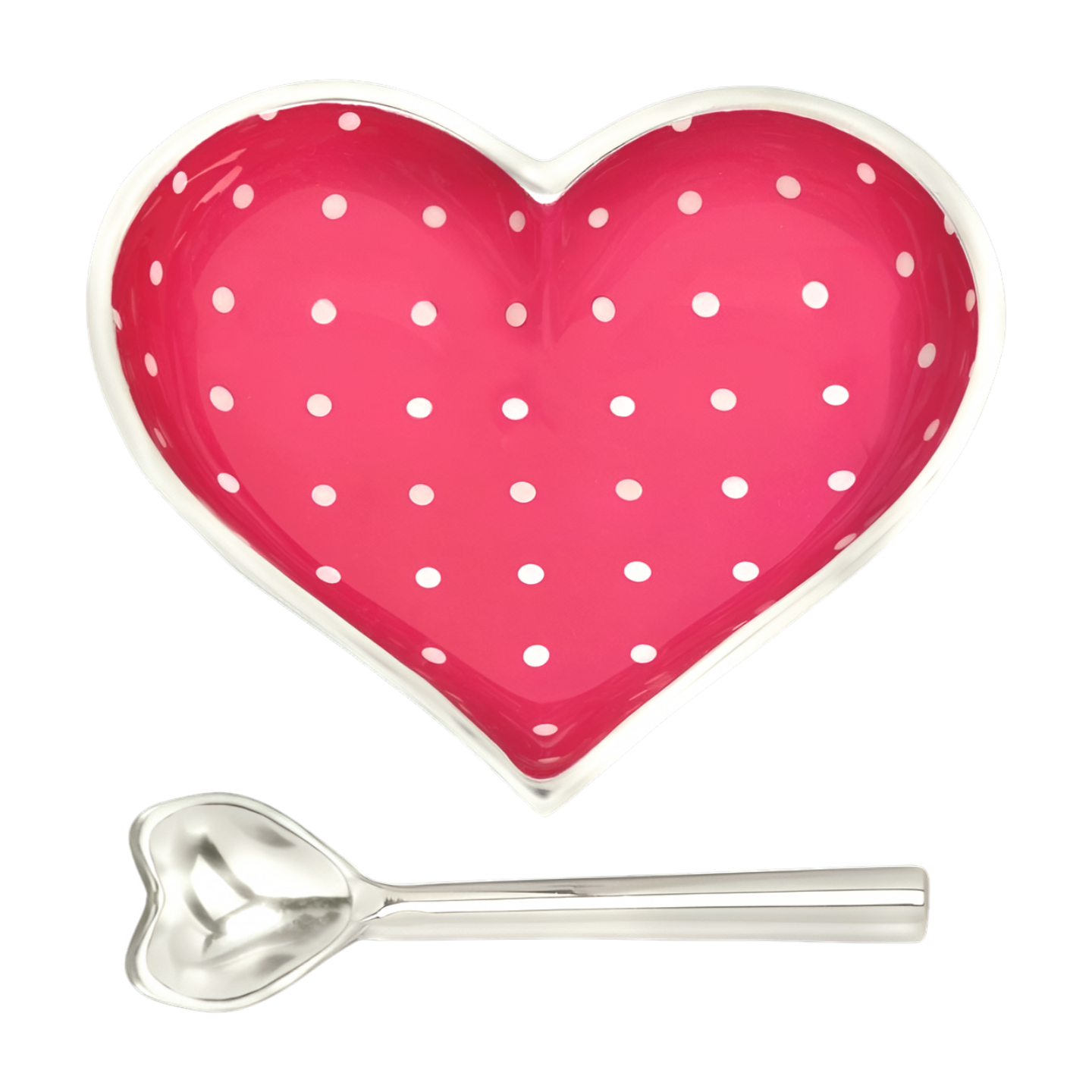 Happy Pink and White Dots Heart with Spoon