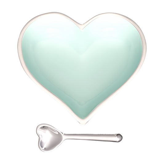 Happy Robin Egg Blue Heart with Spoon