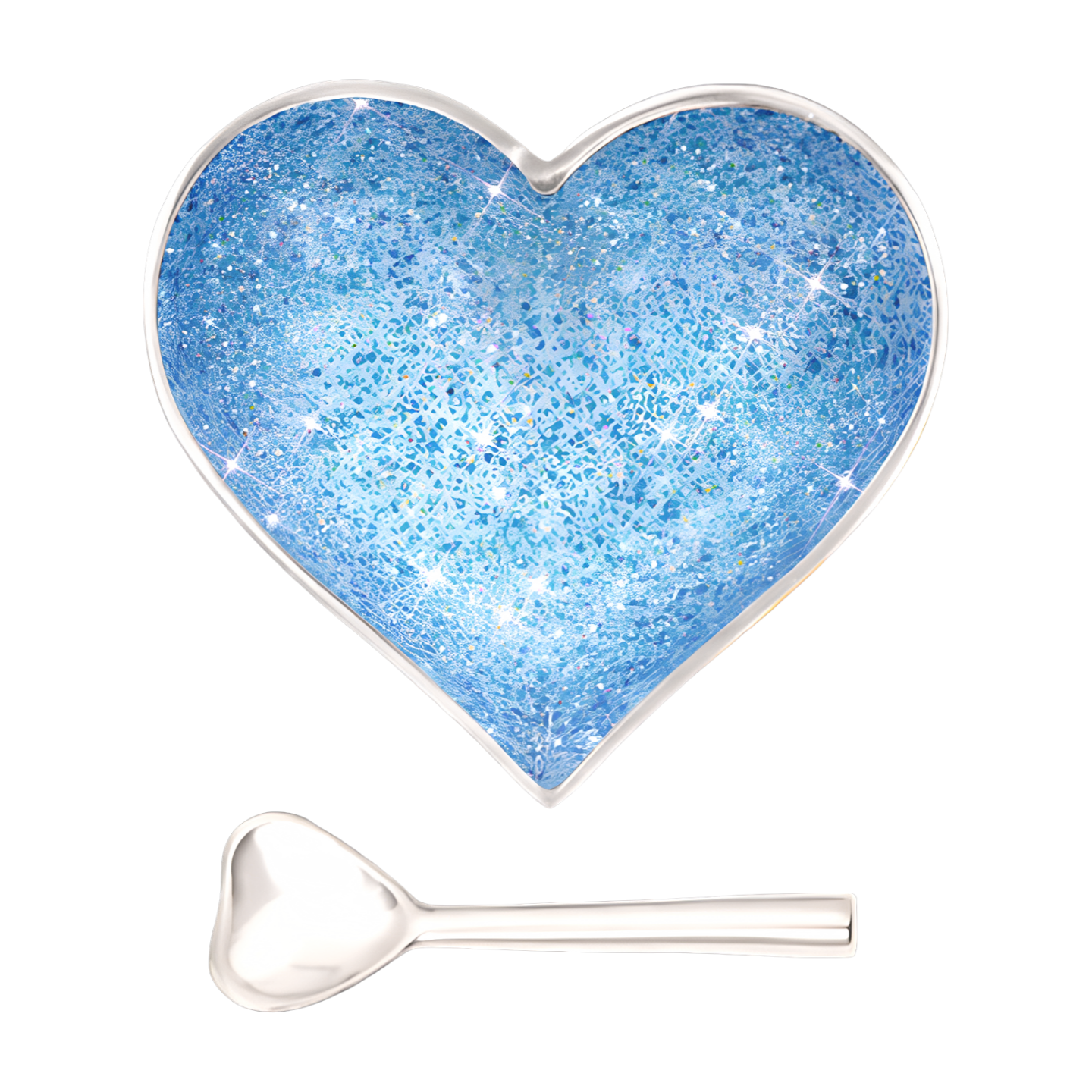 Happy Sparkly Blue Heart with Spoon