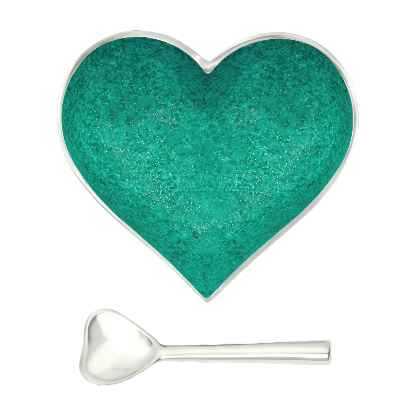 Happy Sparkly Green Heart with Spoon