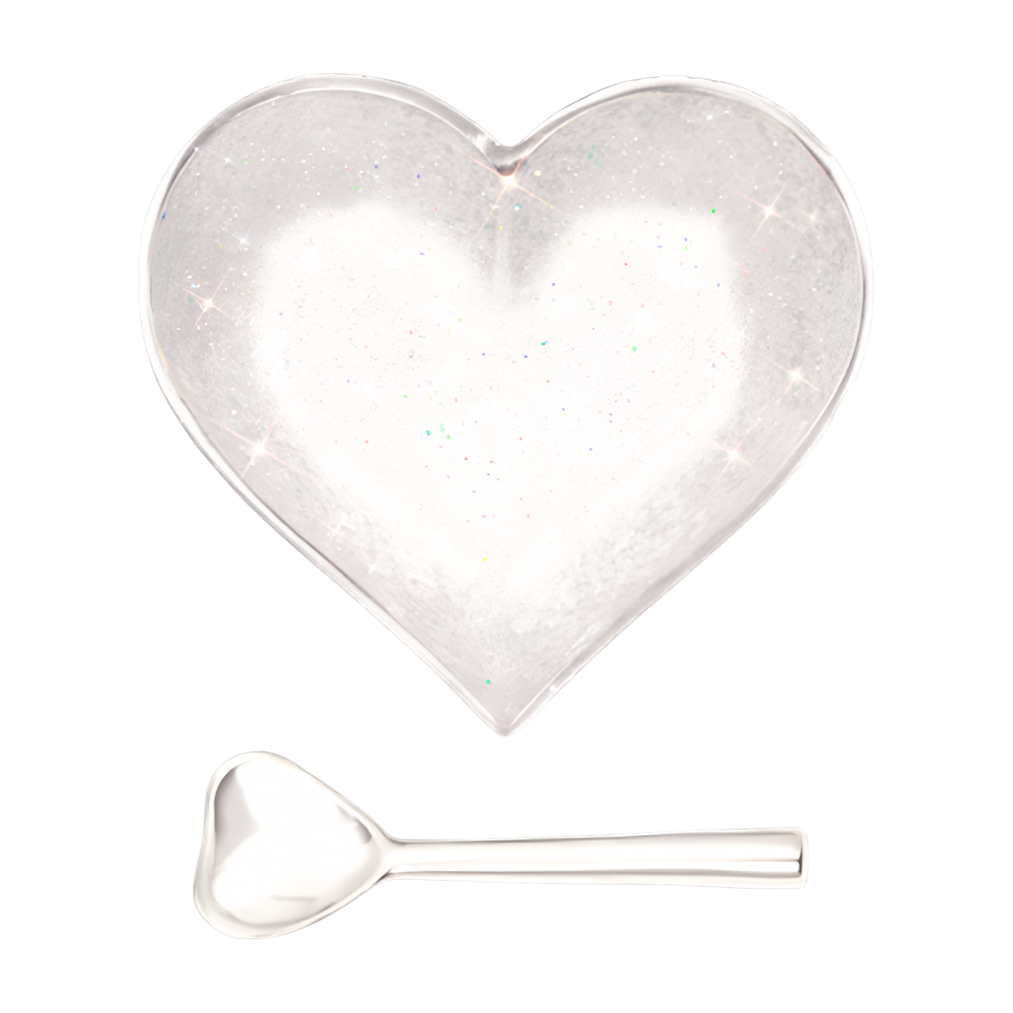 Happy Sparkly Silver Heart with Spoon