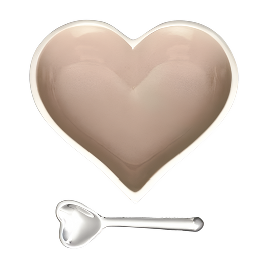 Happy Taupe Heart with Spoon