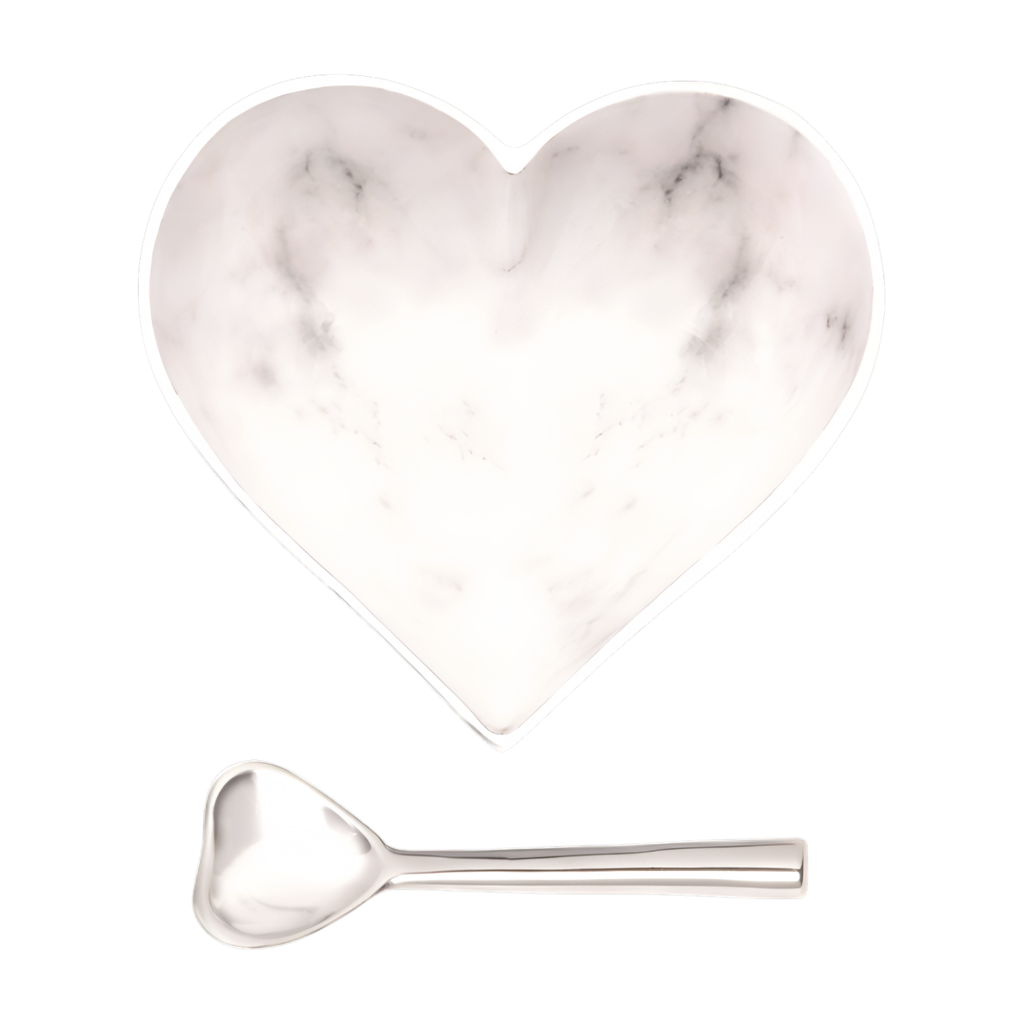 Happy White Marble Heart with Spoon