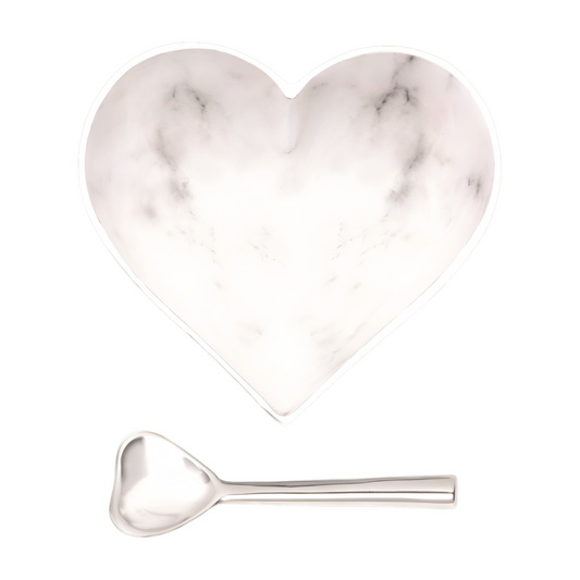 Happy White Marble Heart with Spoon