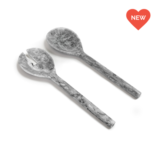 EveryWare Resin Servers - White & Gray Swirl
