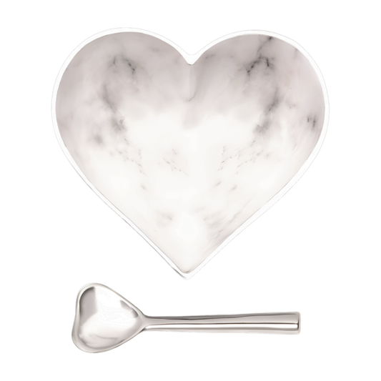 Happy White Marble Heart with Spoon