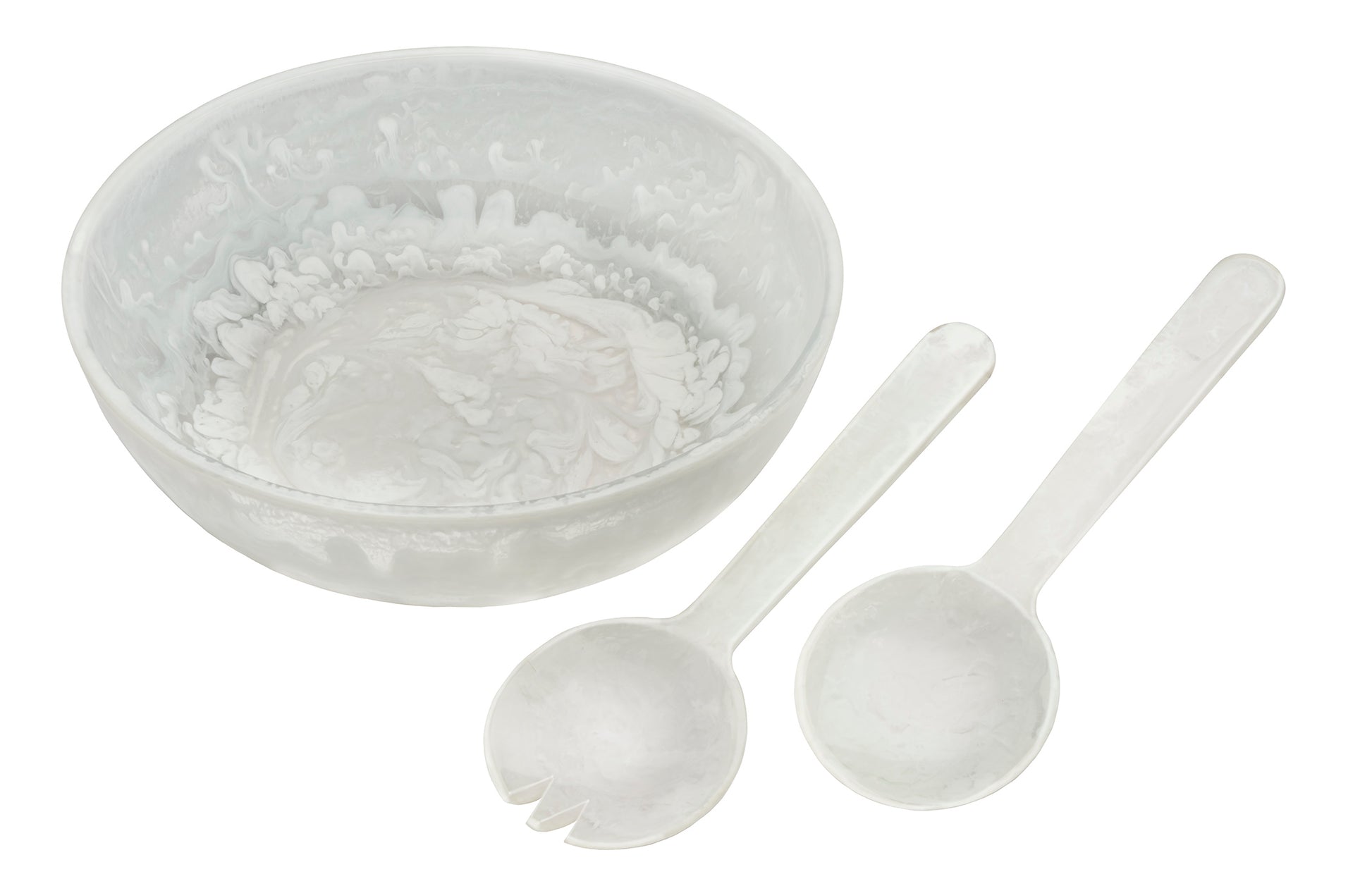 White Swirl Salad Bowl Set