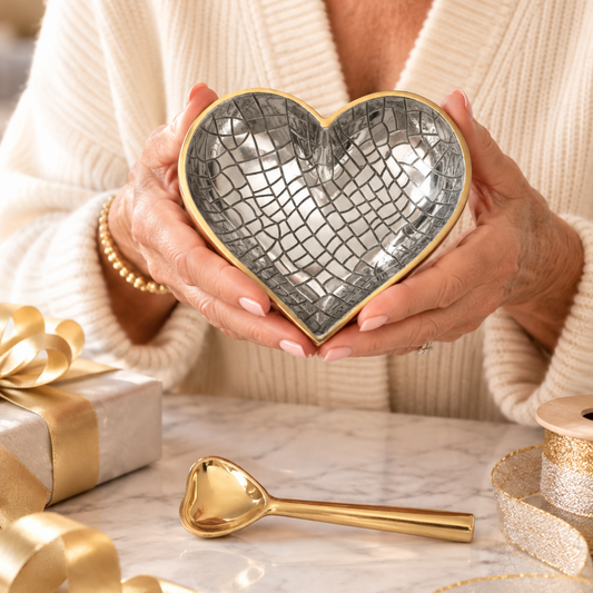 Happy Gold and Silver Croco Heart with Spoon