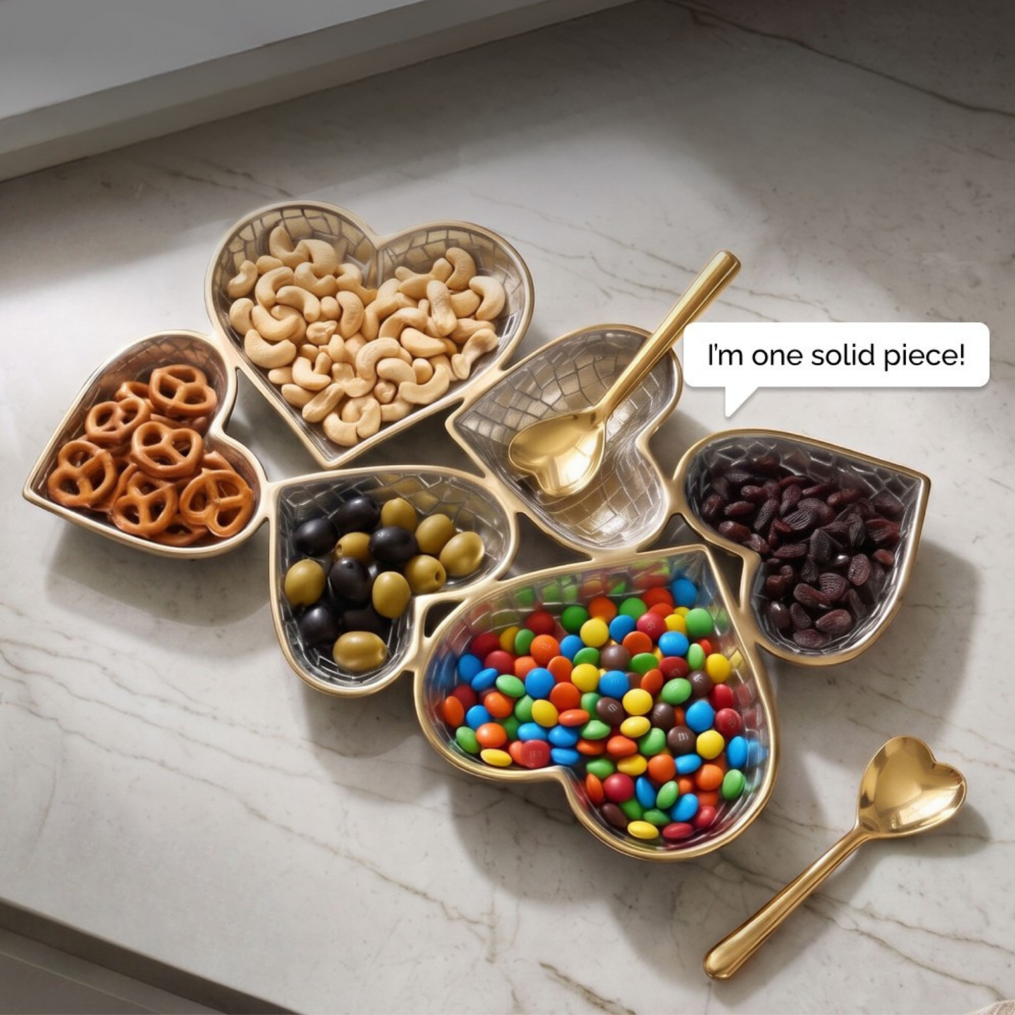 Heart Cluster with 2 Gold Heart Spoons
