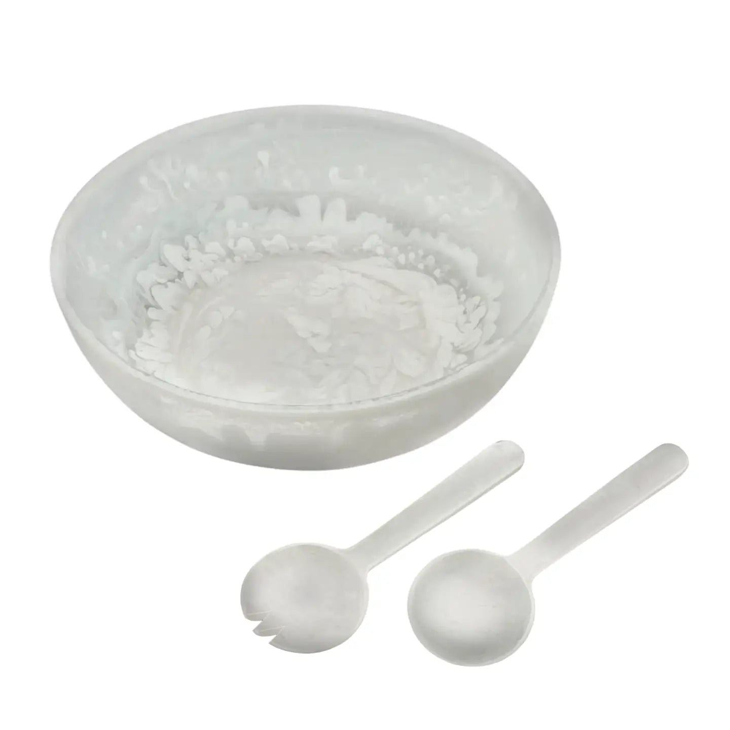 White Swirl Salad Bowl Set